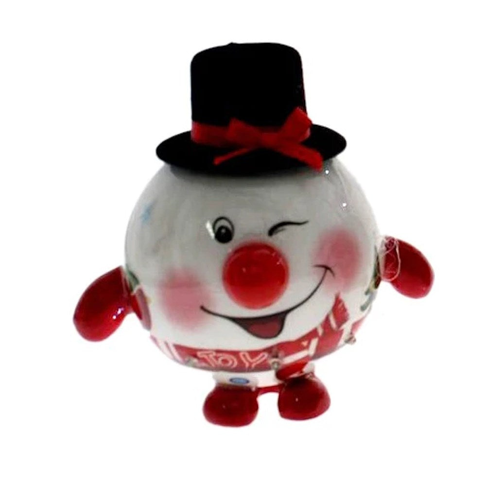 Cotton Candy Hanging LED Bauble - Snowman Winking