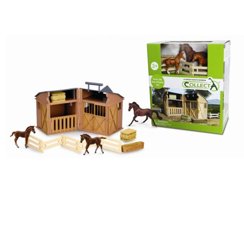 Collecta Box Set - Stable Playset with Animals & Accessories