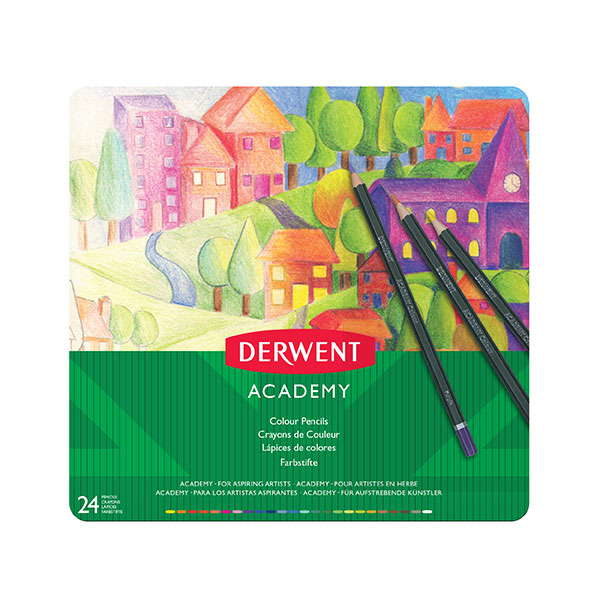 Derwent Academy Coloured Pencils In A Tin -  24S