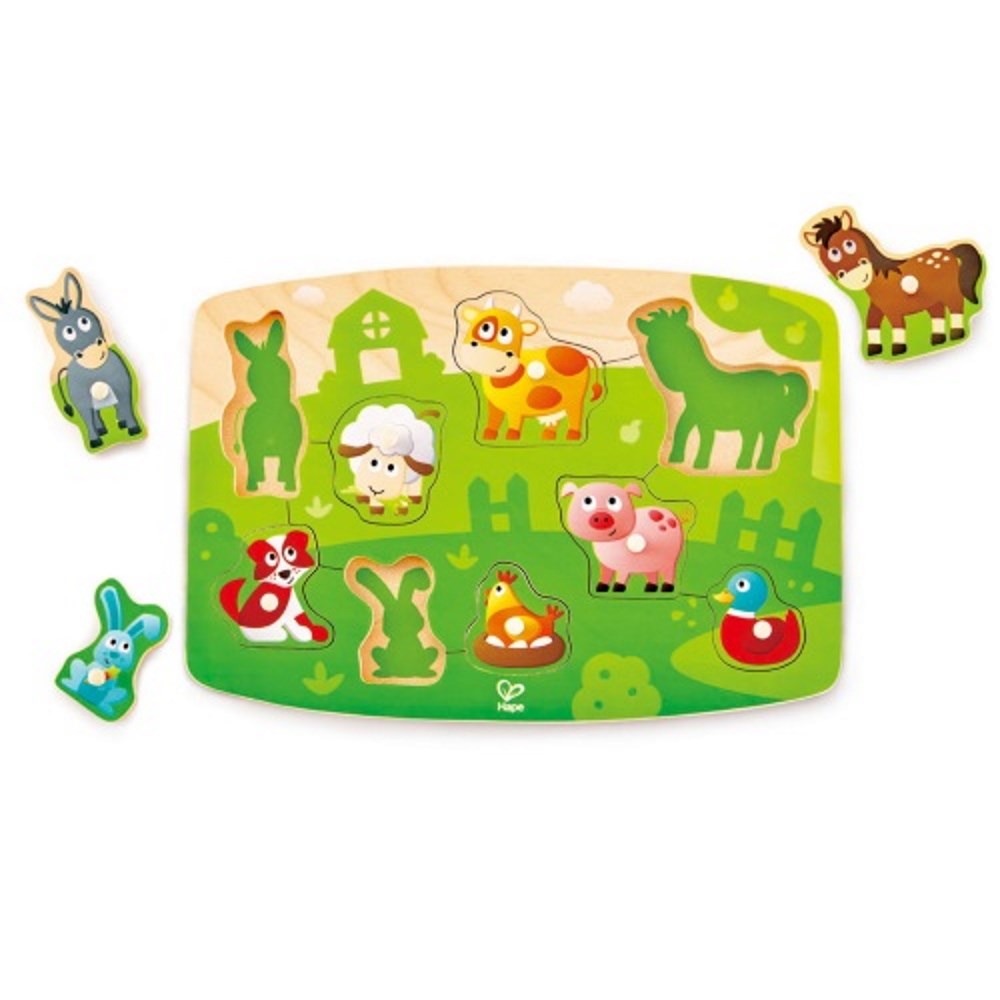 Hape Wooden Peg Puzzle Farmyard Animals