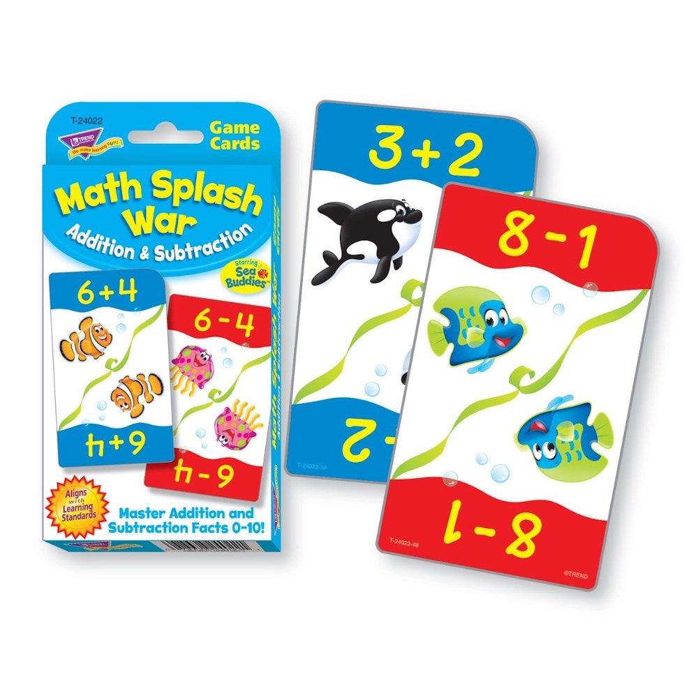 Trends Maths Splash War Addition & Subtraction Challenge Card Game