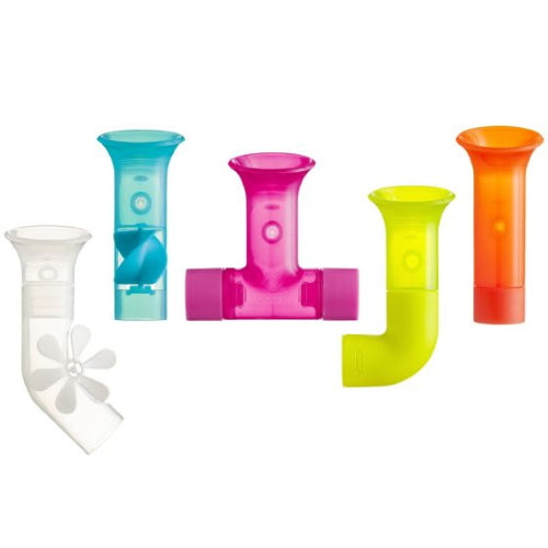 Boon Pipes Bath Building Set - 5 Pieces With Suction Attachment