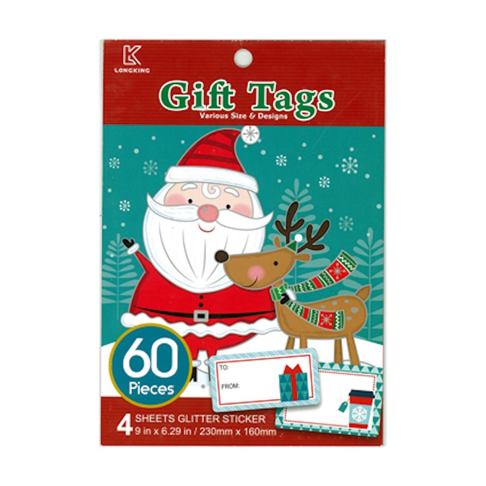 Xmas Gift Tag Sticker Book 60pc